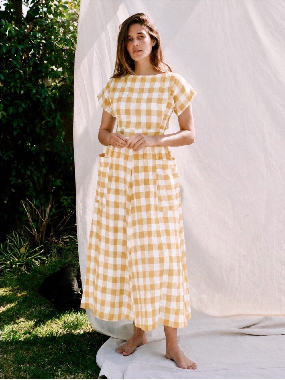 Christy Dawn Jane Dress in Lemon Plaid